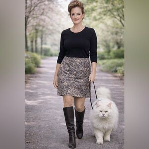 Chic Black and Brown green Patterned Mini Skirt